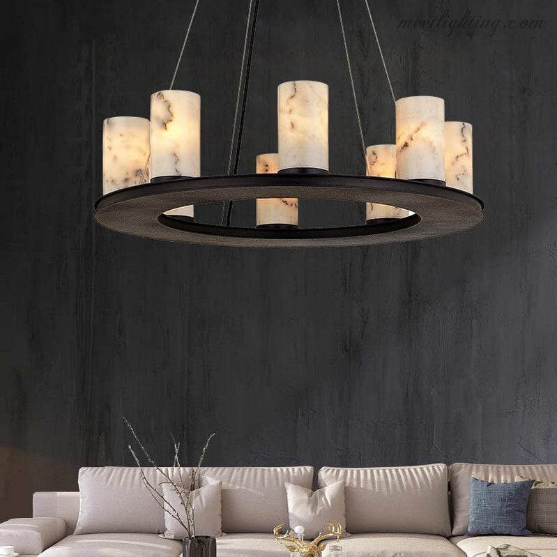 Centrum Alabaster Round Chandelier-MEET LIGHTING