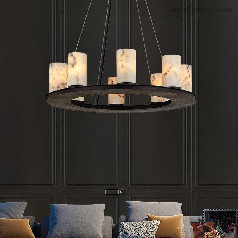 Centrum Alabaster Round Chandelier-MEET LIGHTING