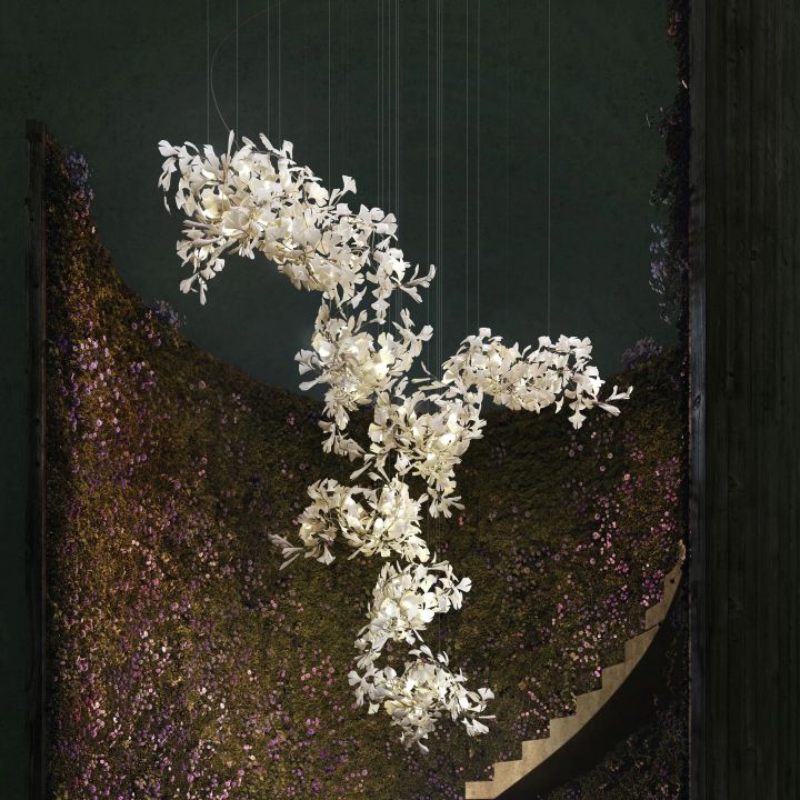 Ceramic Gingko Combination Large Chandelier-MEET LIGHTING