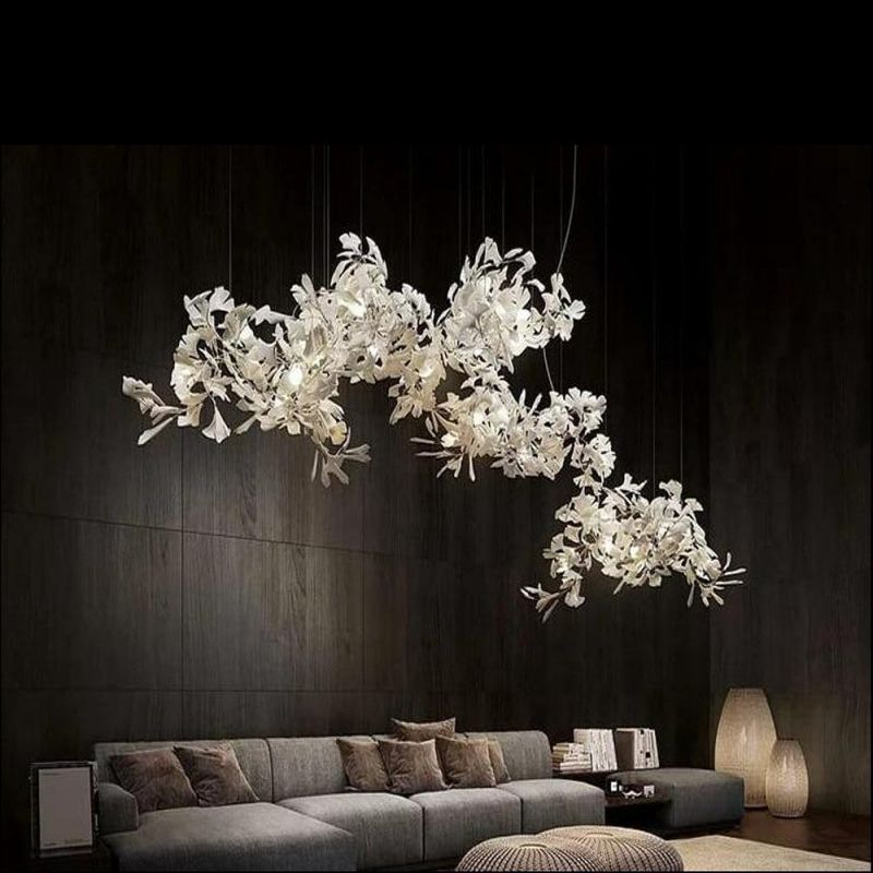Ceramic Ginkgo Branch Chandelier Light-MEET LIGHTING