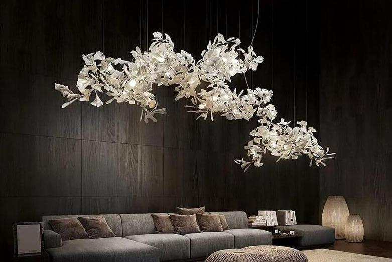 Ceramic Ginkgo Branch Chandelier-MEET LIGHTING