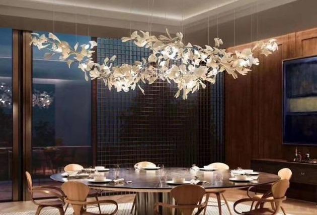 Ceramic Ginkgo Branch Chandelier-MEET LIGHTING