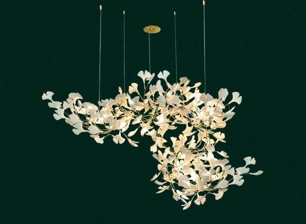 Ceramic Ginkgo Branch Chandelier-MEET LIGHTING
