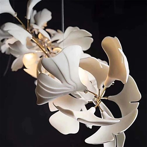 Ceramic Ginkgo Branch Chandelier-MEET LIGHTING