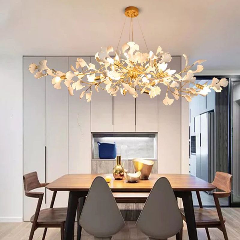 Ceramic Ginkgo C Branch Chandelier-MEET LIGHTING