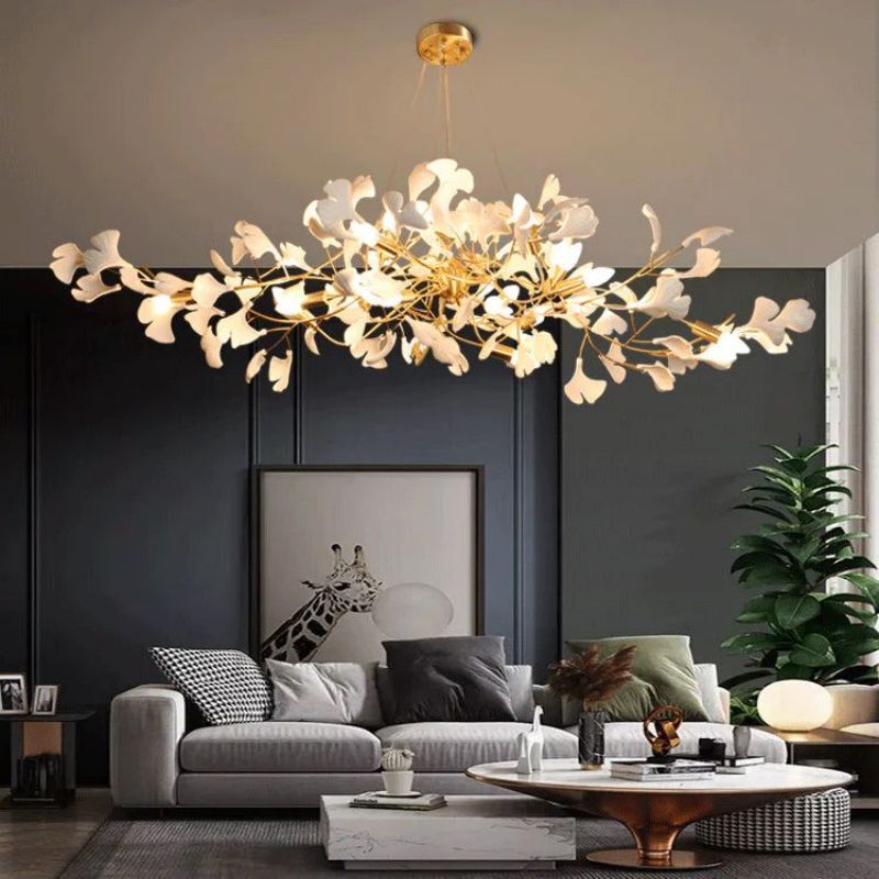 Ceramic Ginkgo C Branch Chandelier-MEET LIGHTING