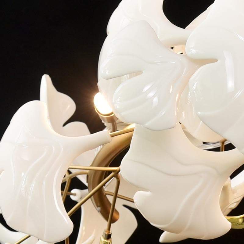 Ceramic Ginkgo Petal Branches-Shaped Chandelier(Round)-MEET LIGHTING