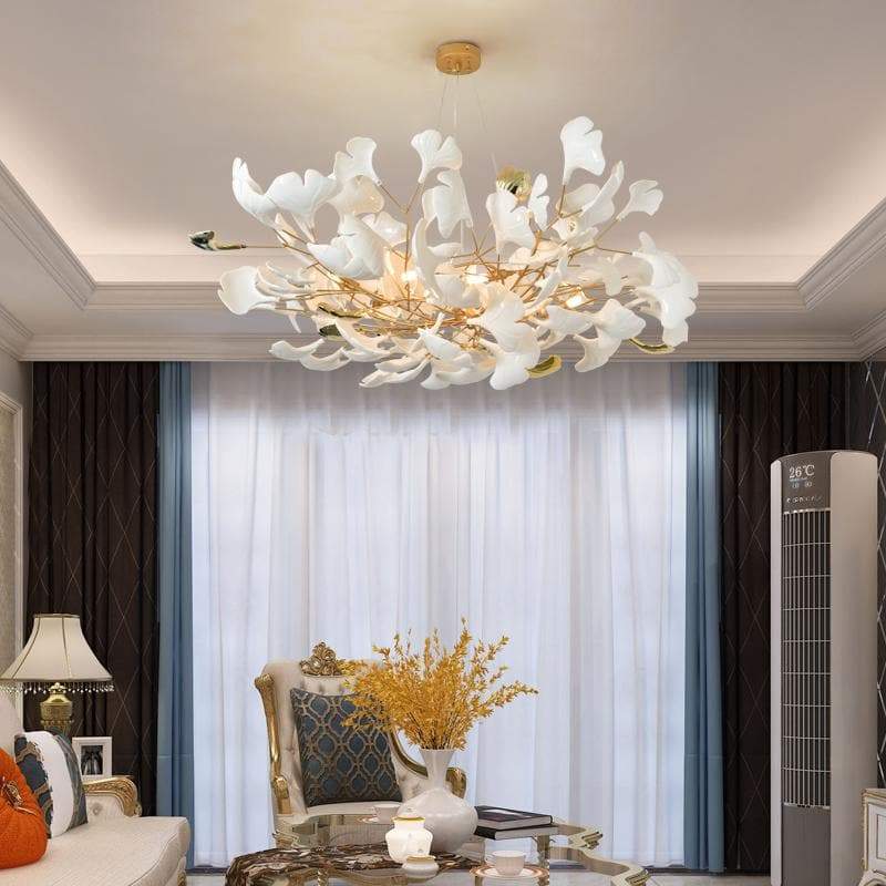 Ceramic Ginkgo Petal Chandelier-MEET LIGHTING