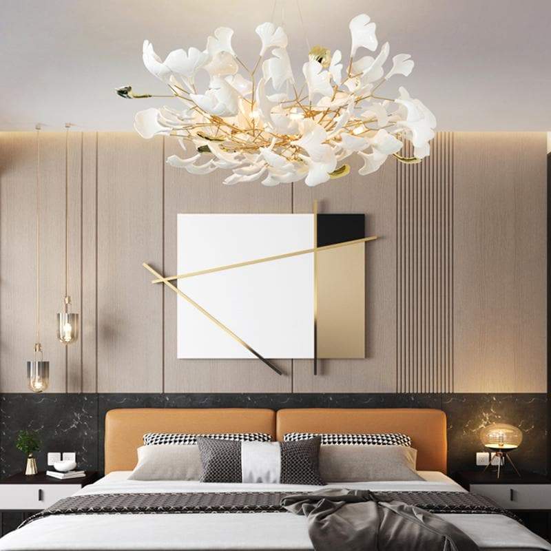 Ceramic Ginkgo Petal Chandelier-MEET LIGHTING