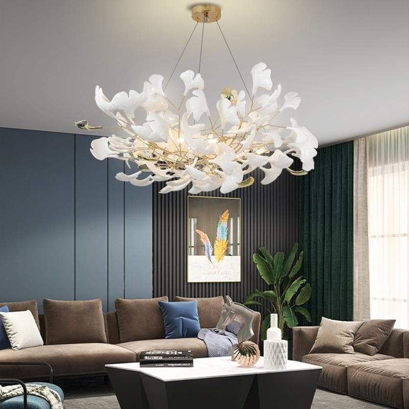 Ceramic Ginkgo Petal Chandelier-MEET LIGHTING
