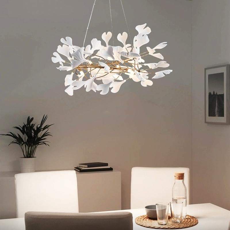 Ceramic Ginkgo Round Chandelier-MEET LIGHTING