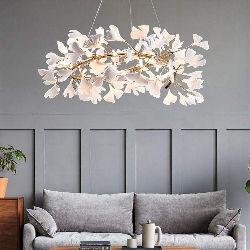 Ceramic Ginkgo Round Chandelier-MEET LIGHTING