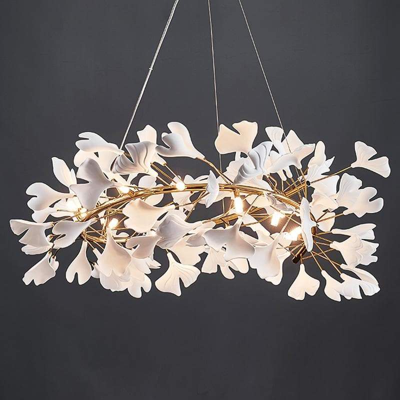 Ceramic Ginkgo Round Chandelier-MEET LIGHTING