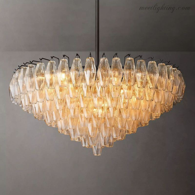 Chara Glass Tiered Round Chandelier 37"-MEET LIGHTING