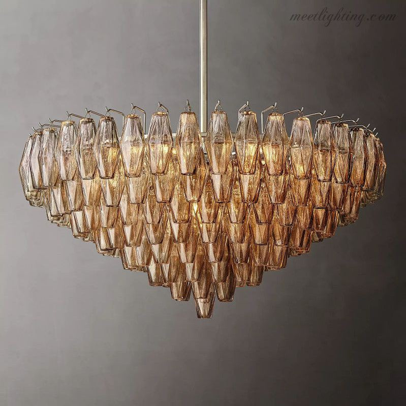 Chara Glass Tiered Round Chandelier 37"-MEET LIGHTING