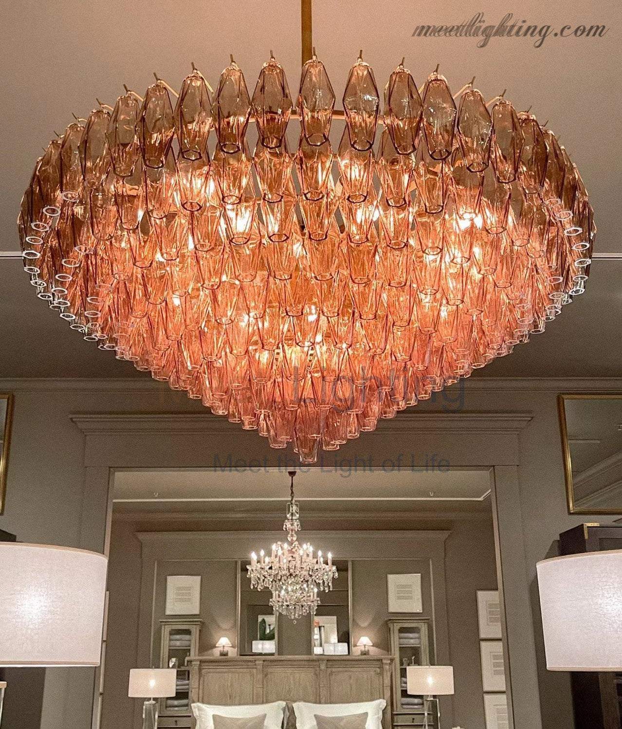 Chara Glass Tiered Round Chandelier 37"-MEET LIGHTING