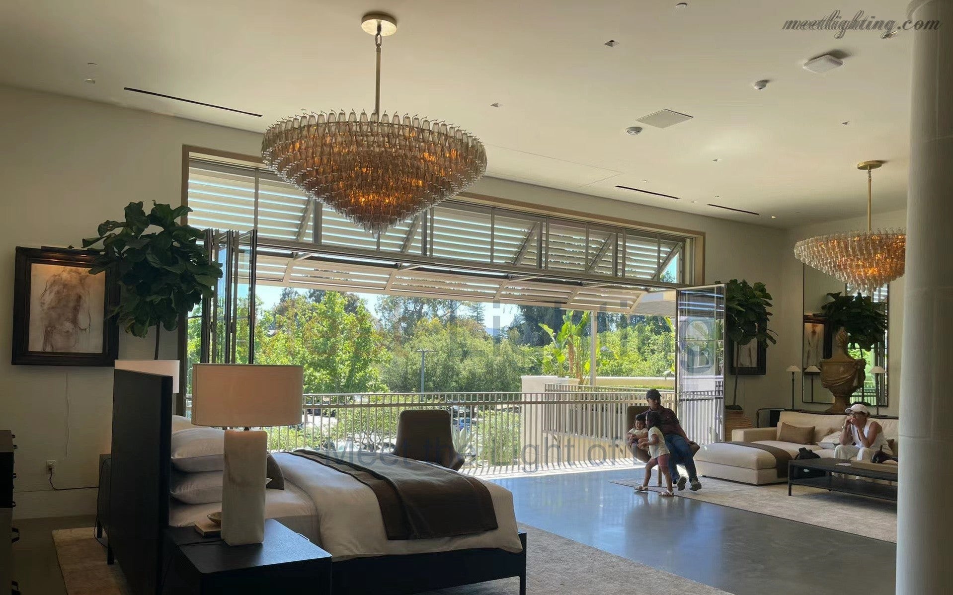 Chara Glass Tiered Round Chandelier 47"-MEET LIGHTING