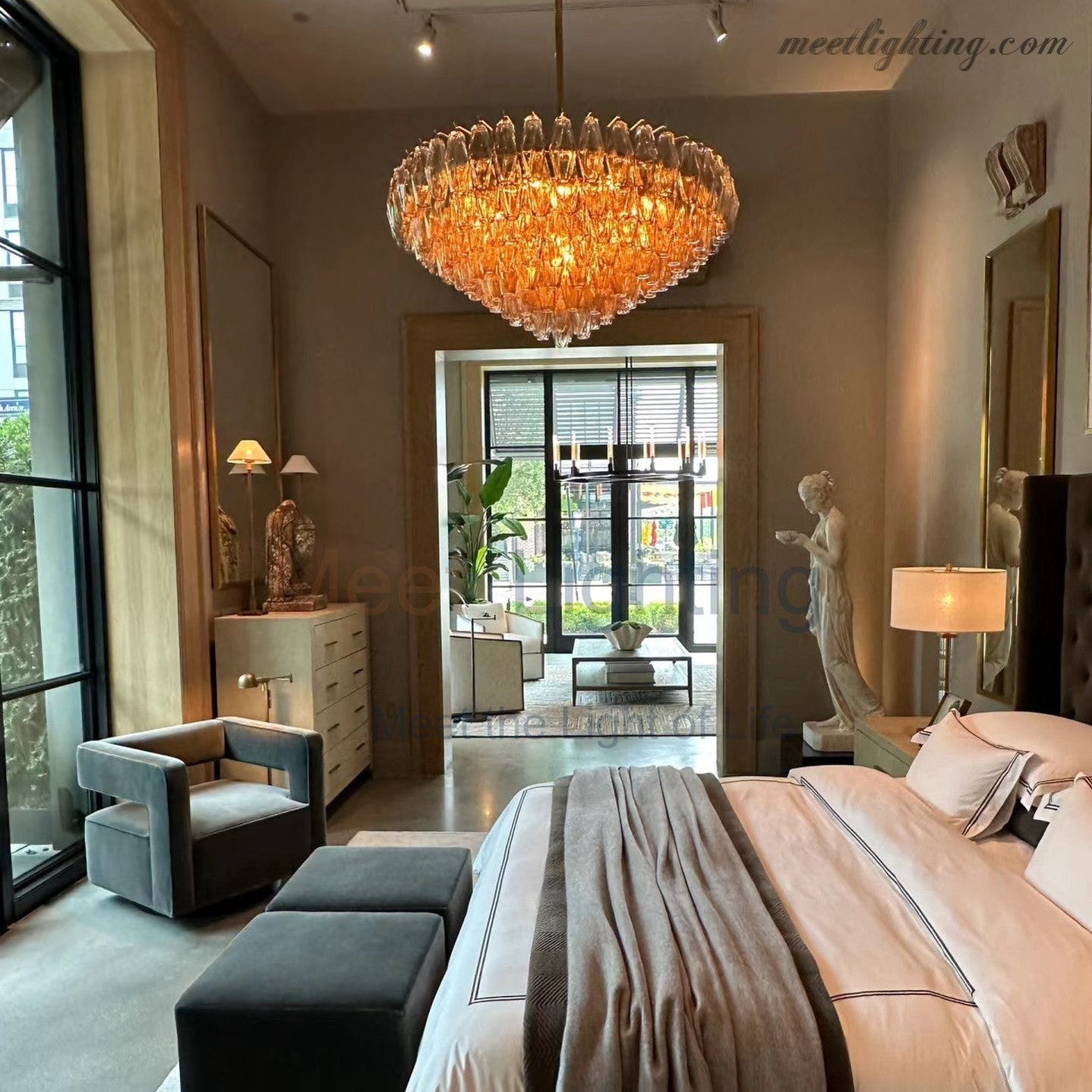 Chara Glass Tiered Round Chandelier 47"-MEET LIGHTING