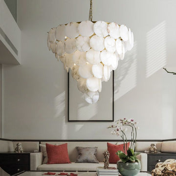 Charlene Marble Multi-Tier Round Chandelier-MEET LIGHTING