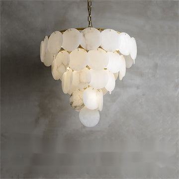 Charlene Marble Multi-Tier Round Chandelier-MEET LIGHTING