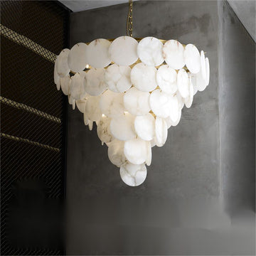 Charlene Marble Multi-Tier Round Chandelier-MEET LIGHTING