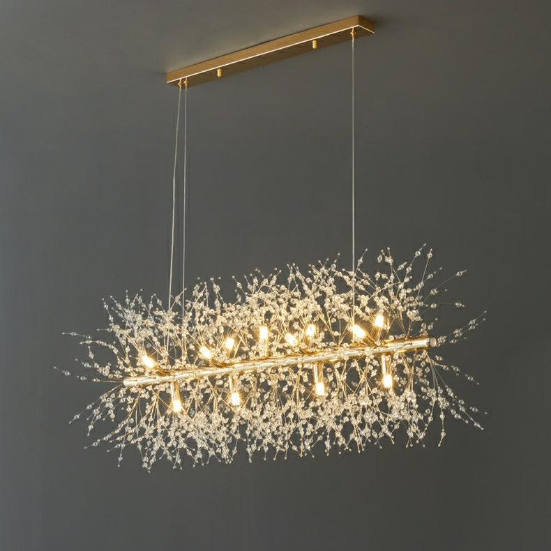 Dandelion Crystal Chandelier Light Firefly/ Glowworm Hanging Lamp Pendant For Rectangle Dining Room-MEET LIGHTING