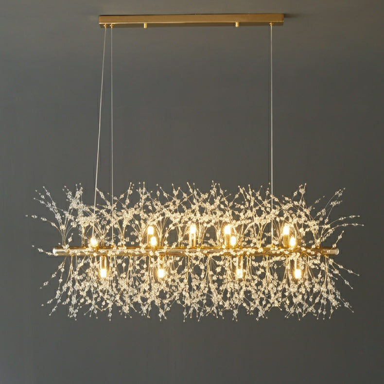 Dandelion Crystal Chandelier Light Firefly/ Glowworm Hanging Lamp Pendant For Rectangle Dining Room-MEET LIGHTING
