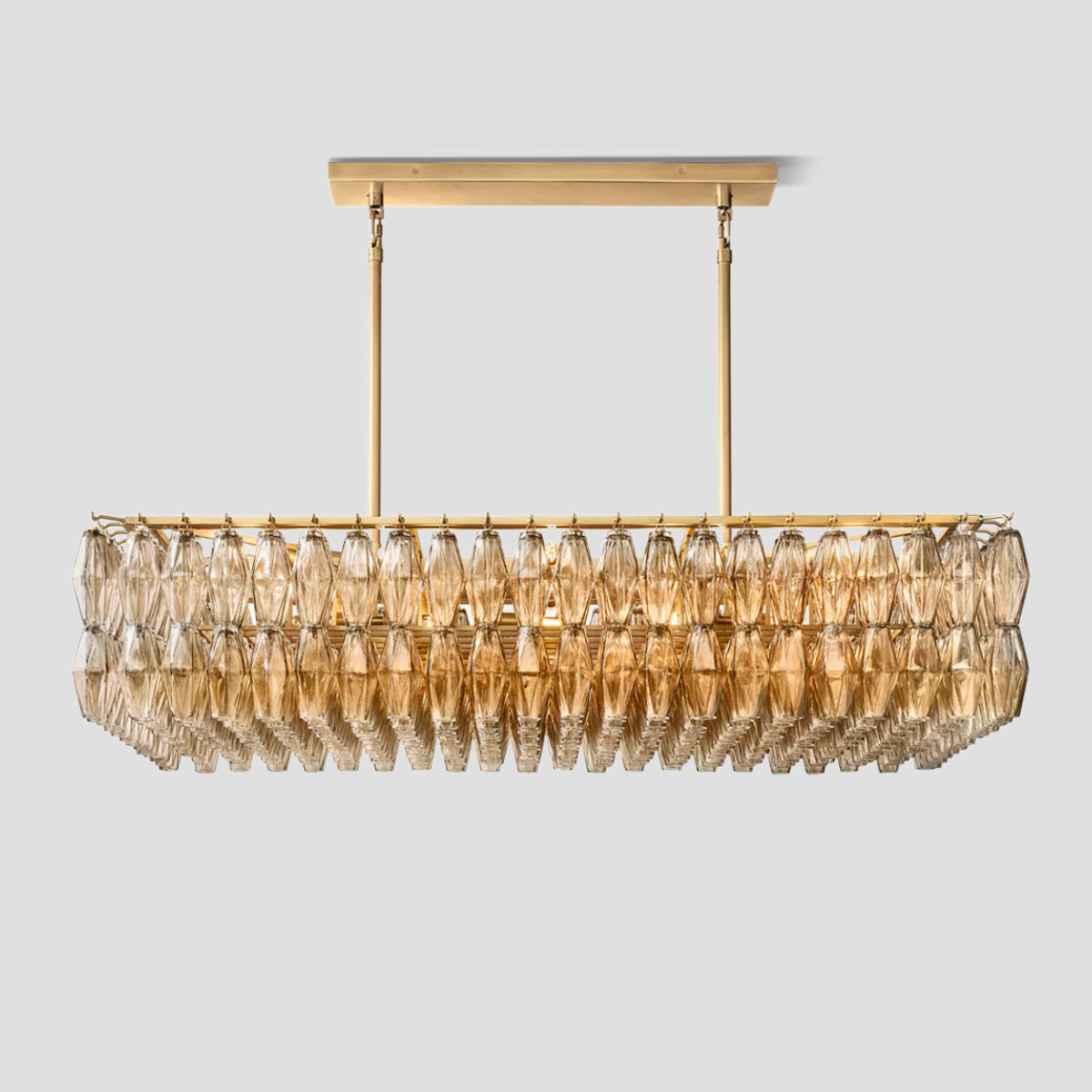 Chara Glass Rectangular Chandelier 54"W-MEET LIGHTING