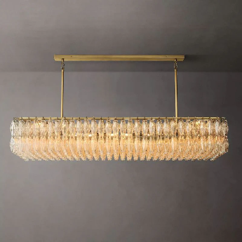 Chara Glass Rectangular Chandelier 74"W-MEET LIGHTING
