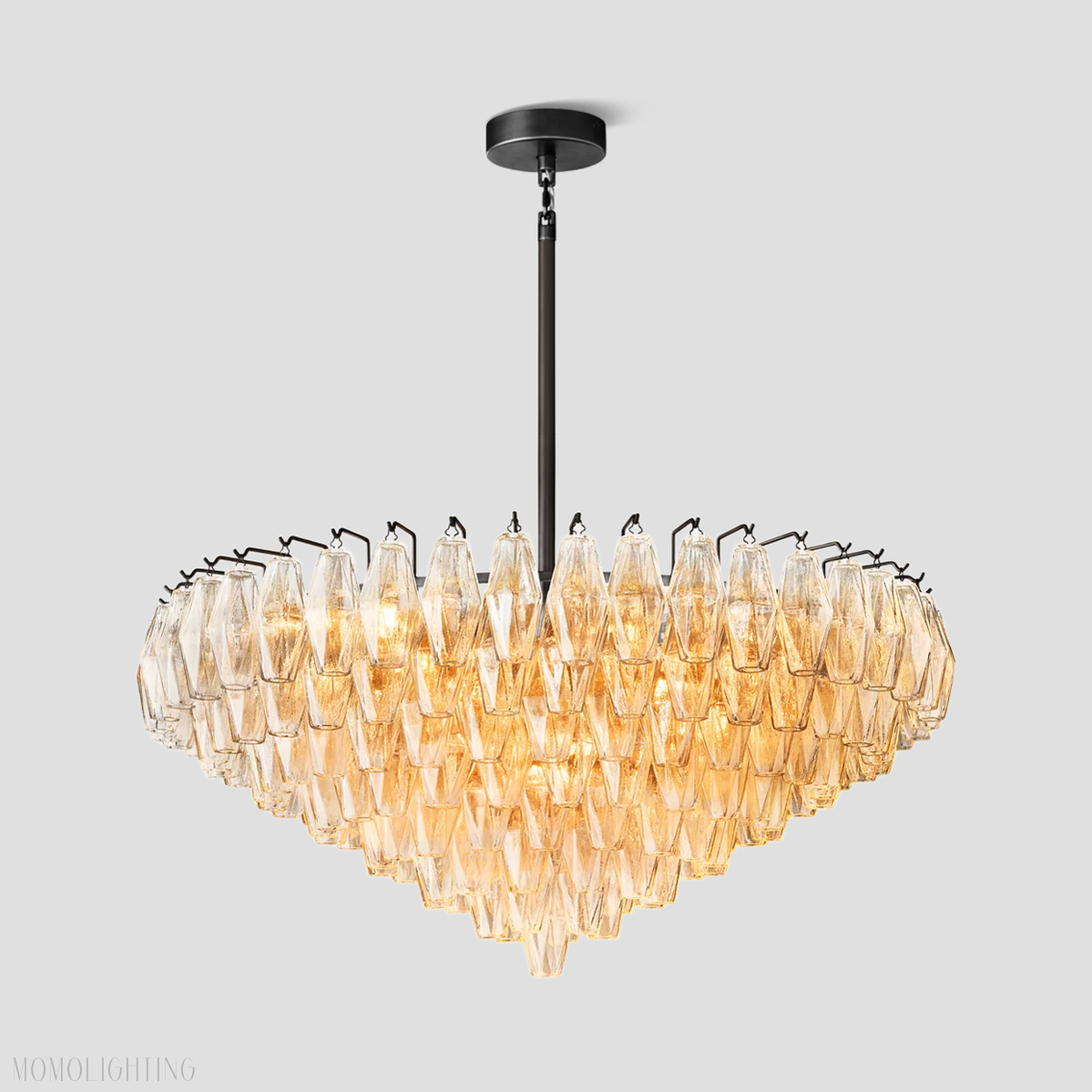 Chara Glass Tiered Round Chandelier 37"-MEET LIGHTING