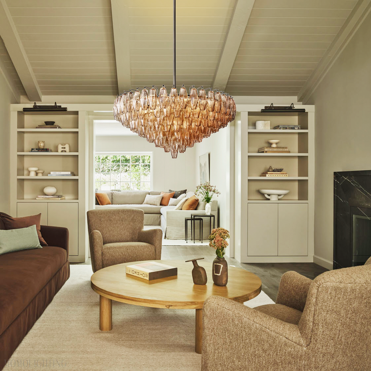 Chara Glass Tiered Round Chandelier 37"-MEET LIGHTING