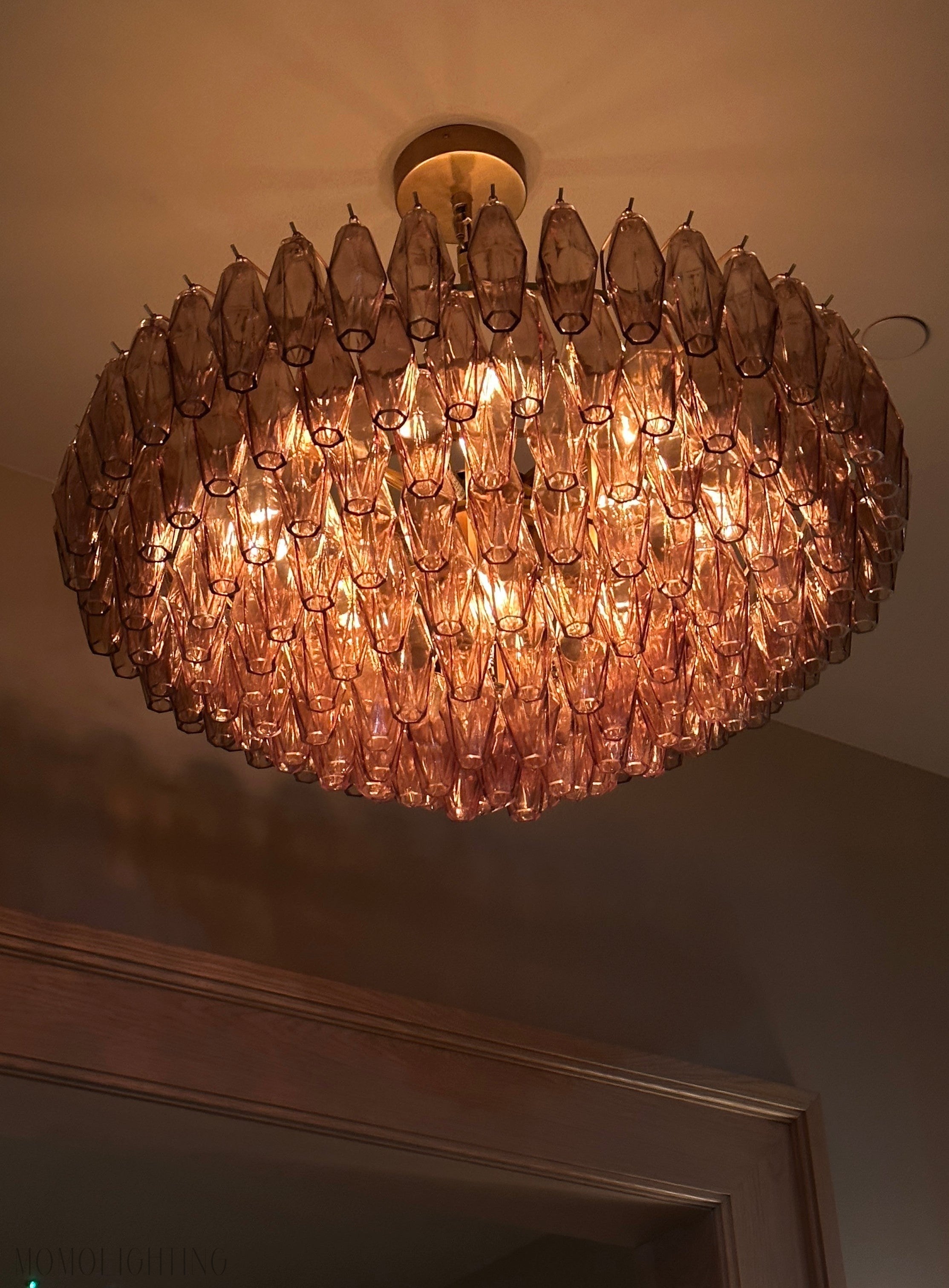 Chara Glass Tiered Round Chandelier 37"-MEET LIGHTING