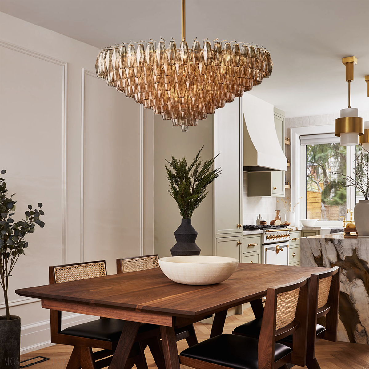 Chara Glass Tiered Round Chandelier 47"-MEET LIGHTING