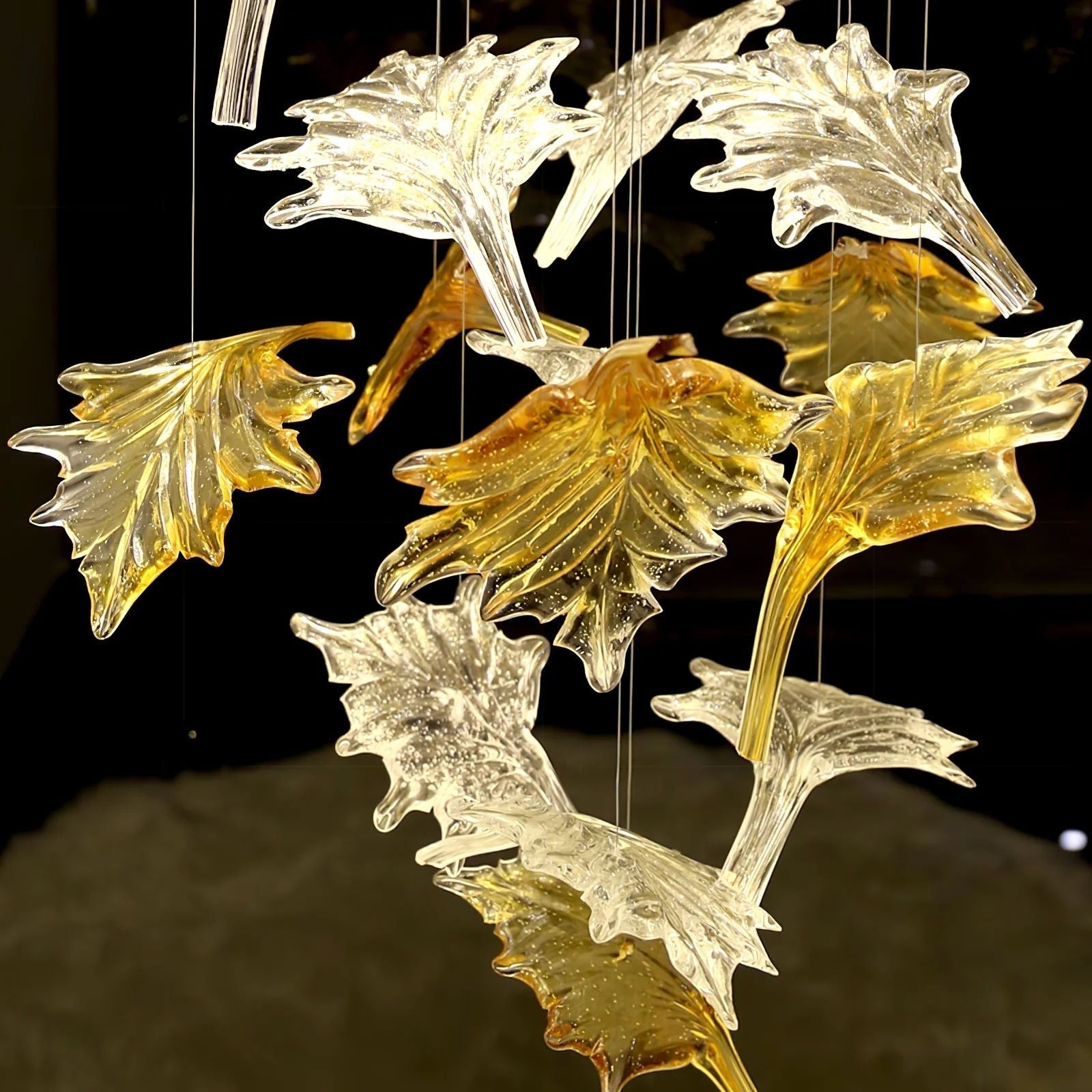 Multicolor Maple Leaf Art Glass Chandelier-MEET LIGHTING