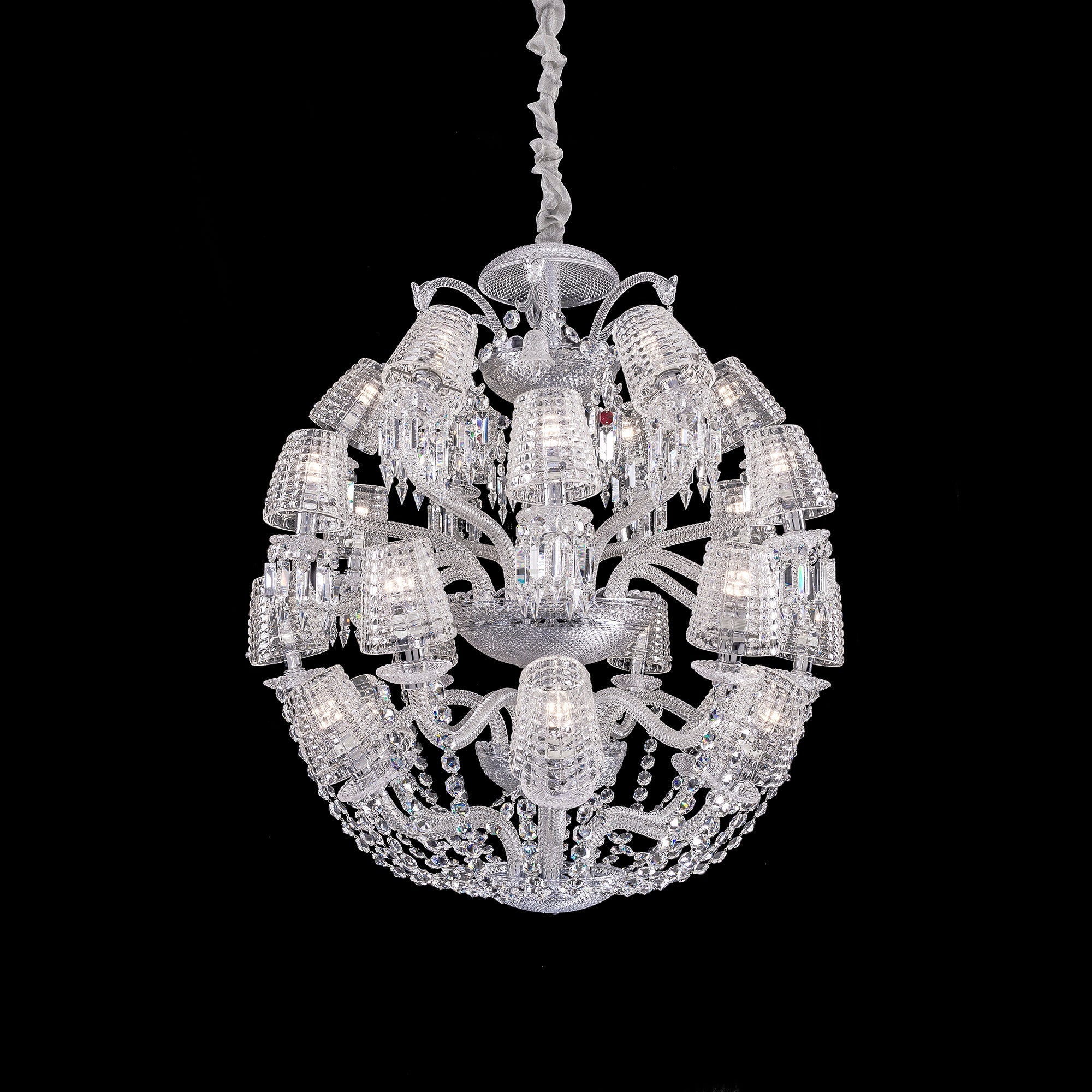 Luxury Globe Crystal Chandelier With Fabric/Crystal Glass Lampshades-MEET LIGHTING