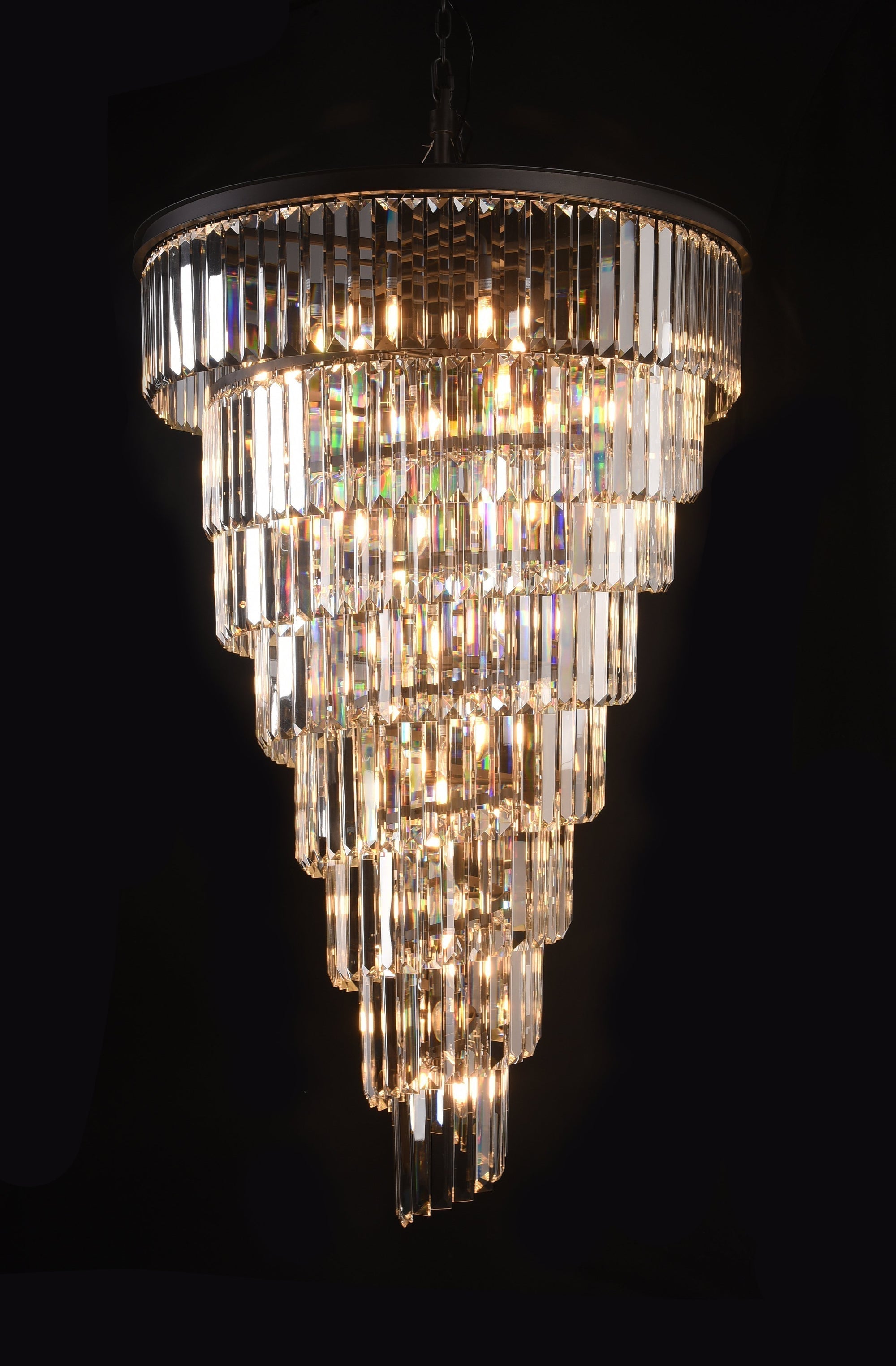 Extra Large Multi-Tiered Spiral Crystal Chandelier In Black Finish-MEET LIGHTING