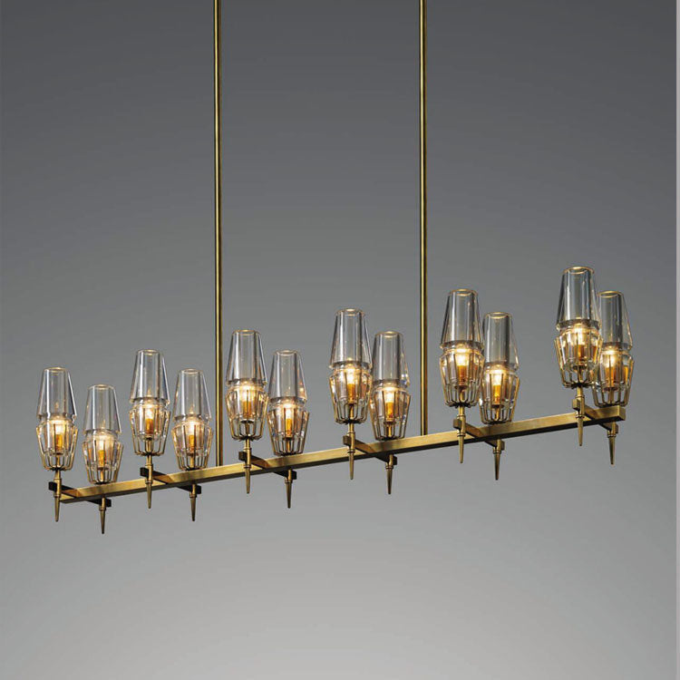 David Glass Round Chandelier Brass-MEET LIGHTING