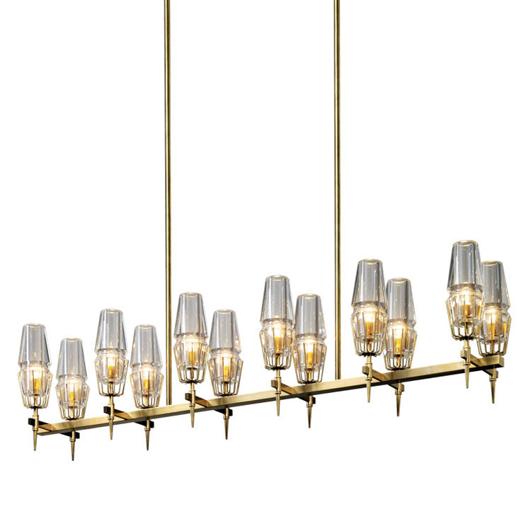 David Glass Round Chandelier Brass-MEET LIGHTING