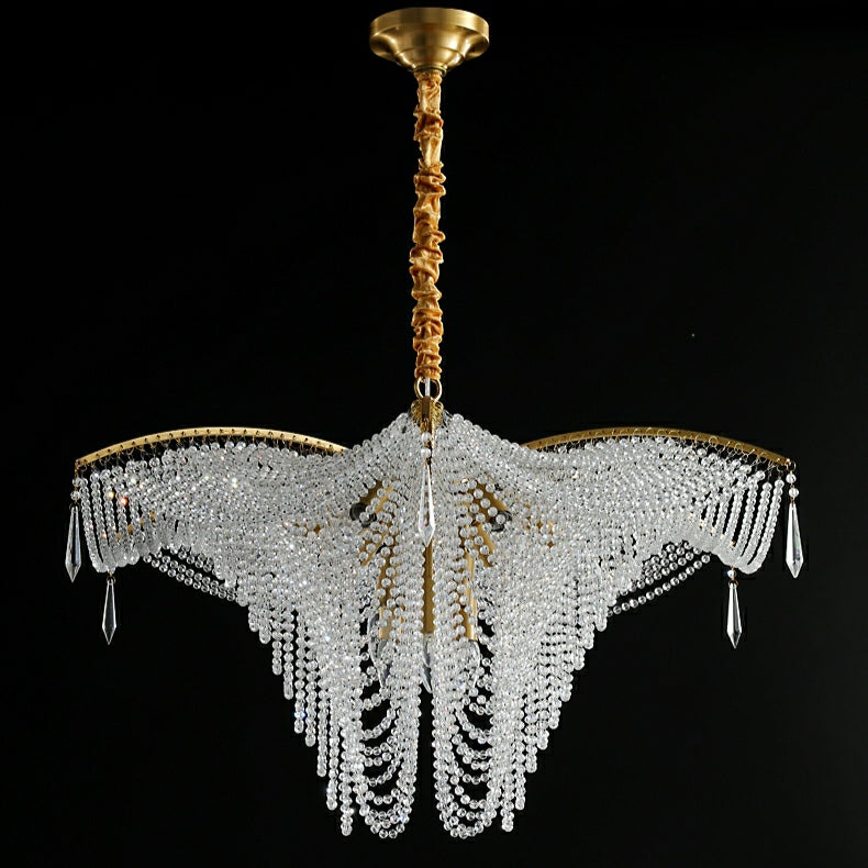 Decorative Beaded Crystal Brass Chandelier Elegant Ceiling Light Fixture For Living Room/ Bedroom-MEET LIGHTING