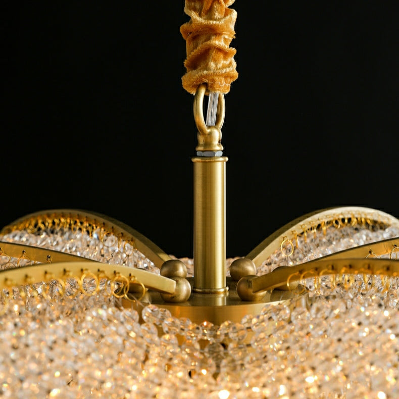 Decorative Beaded Crystal Brass Chandelier Elegant Ceiling Light Fixture For Living Room/ Bedroom-MEET LIGHTING