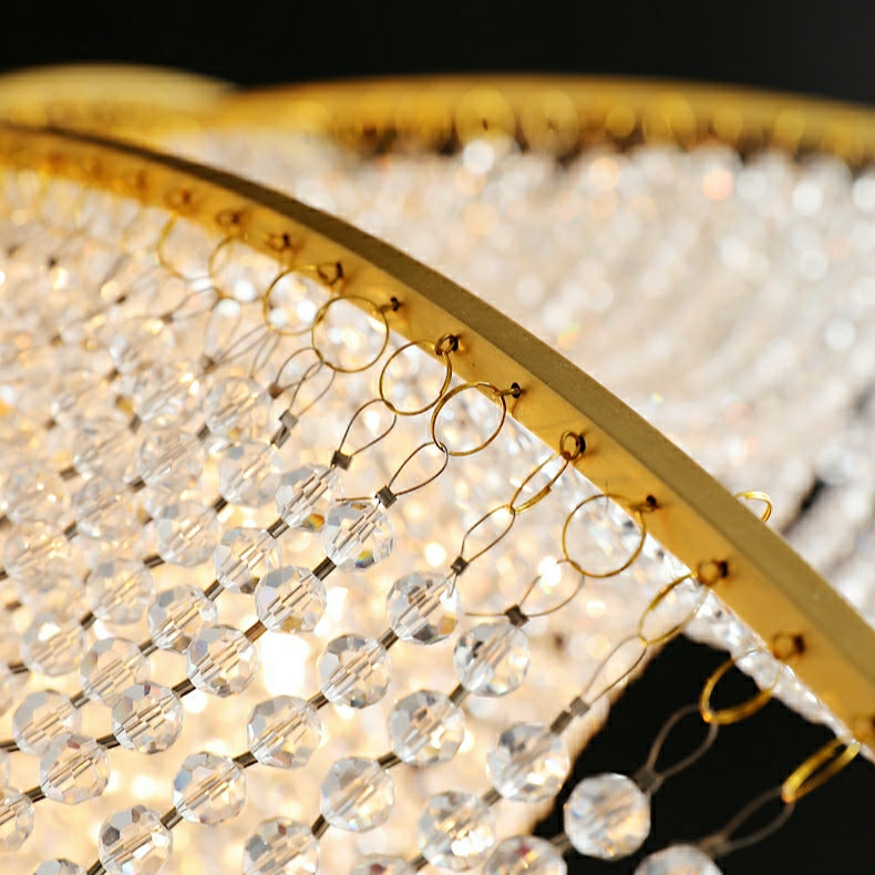 Decorative Beaded Crystal Brass Chandelier Elegant Ceiling Light Fixture For Living Room/ Bedroom-MEET LIGHTING