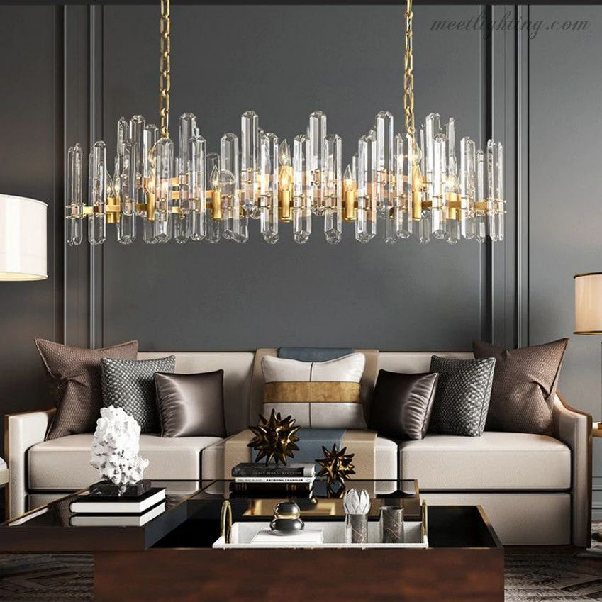 Bonnington Crystal Linear Chandelier 72"-MEET LIGHTING