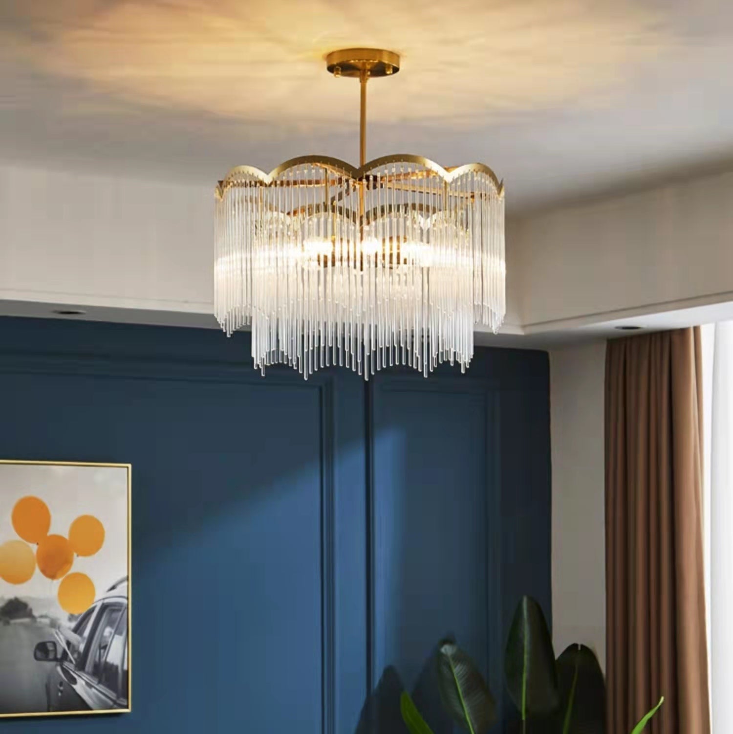 Elegant Lighting Chandelier Linear Crystal Lamp For Living/ Dining Room-MEET LIGHTING