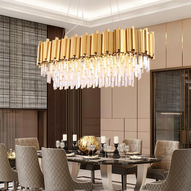 Elian Oval Crystal Chandelier-MEET LIGHTING