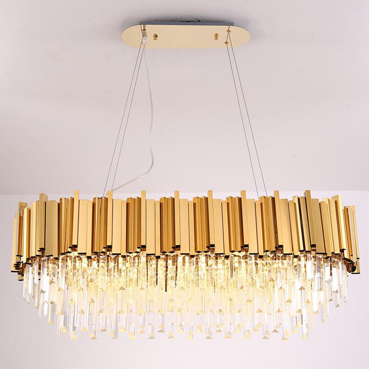 Elian Oval Crystal Chandelier-MEET LIGHTING