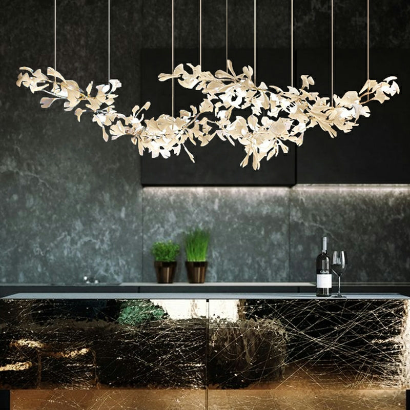 Extra Large Ceramics Twig White Flowers Chandelier Iron Tree Branch Pendant Light For Big Living/ Dining Room-MEET LIGHTING