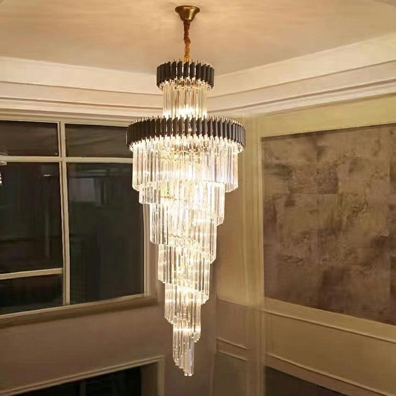 Spiral Crystal Chandelier For Foyer/ Staircase-MEET LIGHTING