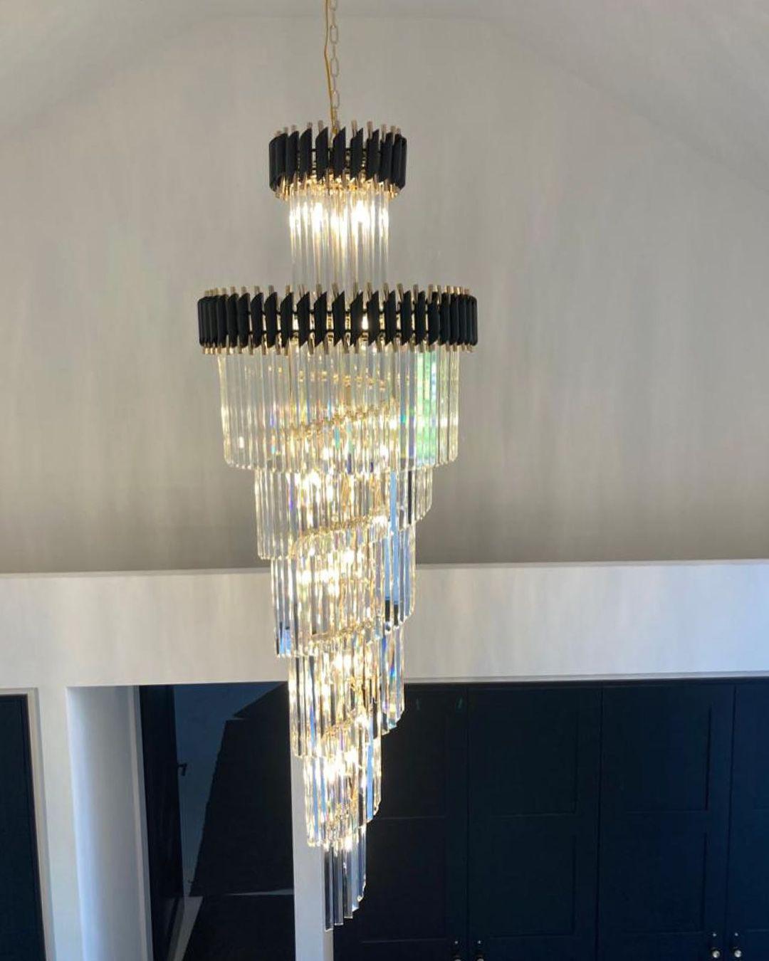Spiral Crystal Chandelier For Foyer/ Staircase-MEET LIGHTING