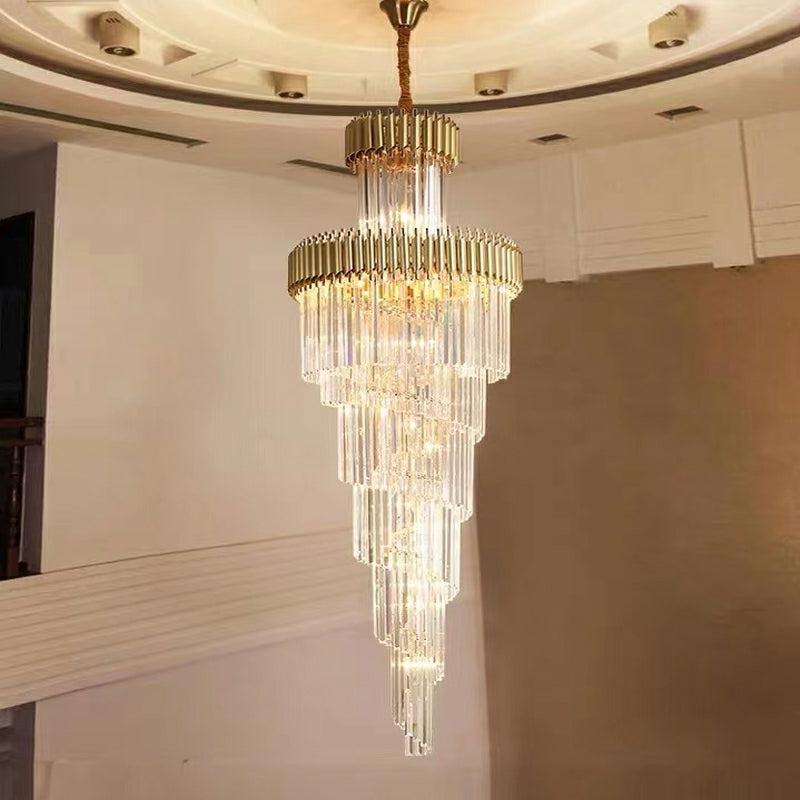 Spiral Crystal Chandelier For Foyer/ Staircase-MEET LIGHTING