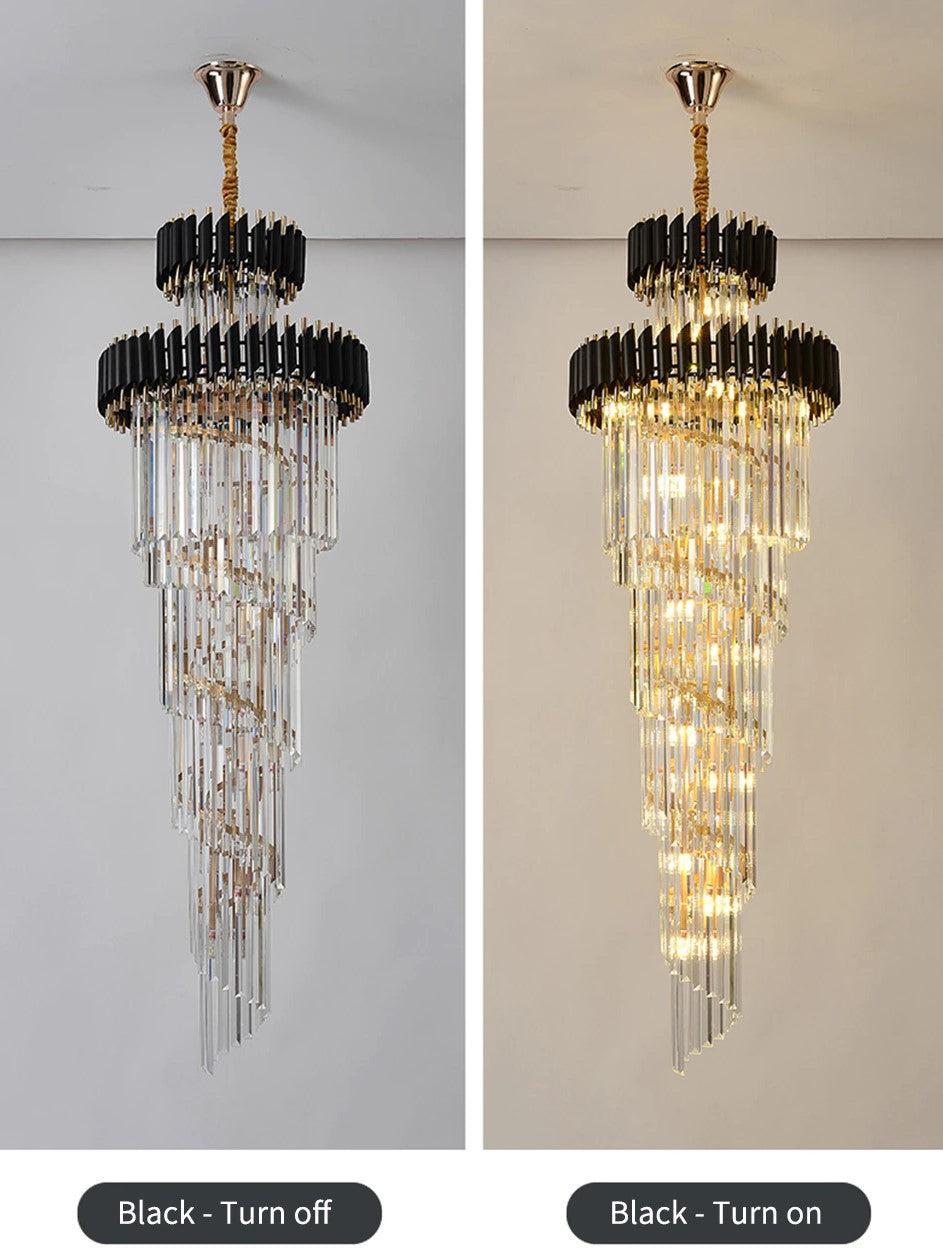 Spiral Crystal Chandelier For Foyer/ Staircase-MEET LIGHTING